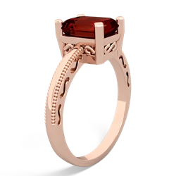 Garnet Milgrain Scroll 14K Rose Gold ring R2338