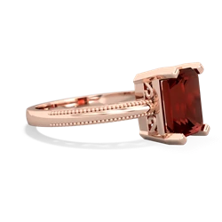 Garnet Milgrain Scroll 14K Rose Gold ring R2338