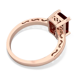 Garnet Milgrain Scroll 14K Rose Gold ring R2338