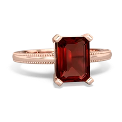 Garnet Milgrain Scroll 14K Rose Gold ring R2338