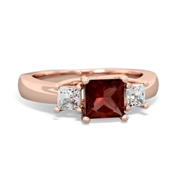 Thumbnail for Garnet Three Stone Trellis 14K Rose Gold ring R4015 - front view