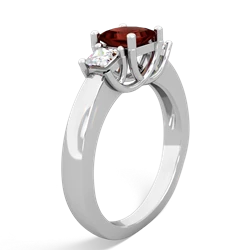 Garnet Three Stone Trellis 14K White Gold ring R4015