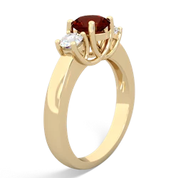 Thumbnail for Garnet Three Stone Trellis 14K Yellow Gold ring R4018 - hand 1 view