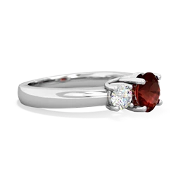 Garnet Diamond Three Stone Round Trellis 14K White Gold ring R4018