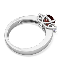 Garnet Diamond Three Stone Round Trellis 14K White Gold ring R4018