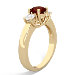 Garnet Diamond Three Stone Round Trellis 14K Yellow Gold ring R4018