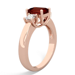 Garnet Diamond Three Stone Emerald-Cut Trellis 14K Rose Gold ring R4021