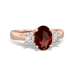 Garnet Diamond Three Stone Oval Trellis 14K Rose Gold ring R4024