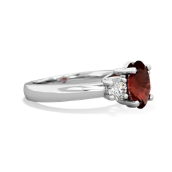 Garnet Diamond Three Stone Oval Trellis 14K White Gold ring R4024