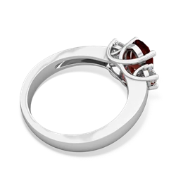 Garnet Diamond Three Stone Oval Trellis 14K White Gold ring R4024