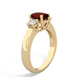 Garnet Diamond Three Stone Oval Trellis 14K Yellow Gold ring R4024