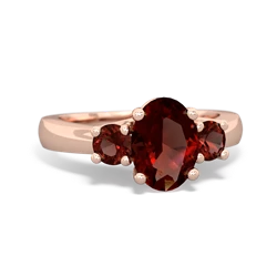 Garnet Three Stone Oval Trellis 14K Rose Gold ring R4024