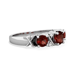 Garnet Hugs And Kisses 14K White Gold ring R5016