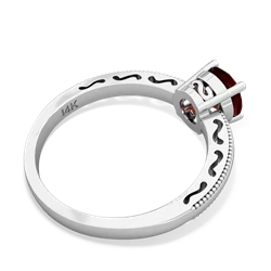 Garnet Milgrain Filigree 14K White Gold ring R5090