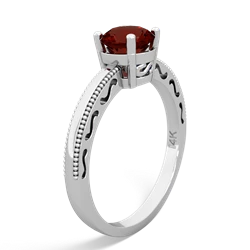 Garnet Milgrain Filigree 14K White Gold ring R5090