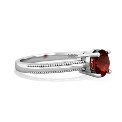 Garnet Milgrain Filigree 14K White Gold ring R5090