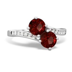 Garnet Channel Set Two Stone 14K White Gold ring R5303