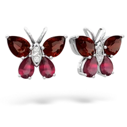 Garnet Butterfly 14K White Gold earrings E2215