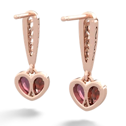 Garnet Filligree Heart 14K Rose Gold earrings E5070