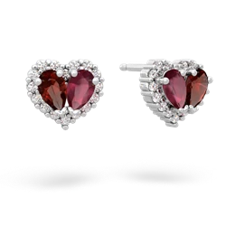 Garnet Halo 14K White Gold earrings E7008