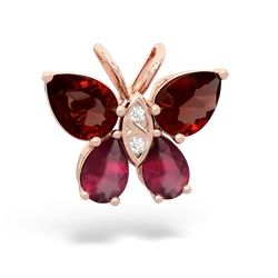 Garnet Butterfly 14K Rose Gold pendant P2215