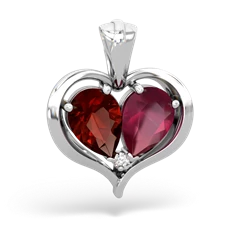 Garnet Two Become One 14K White Gold pendant P5330