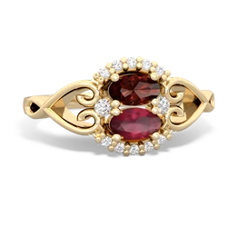 Garnet Love Nest 14K Yellow Gold ring R5860