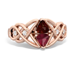 Garnet Keepsake Celtic Knot 14K Rose Gold ring R5300