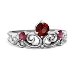 Garnet Crown Keepsake 14K White Gold ring R5740