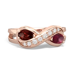 Garnet Diamond Infinity 14K Rose Gold ring R5390