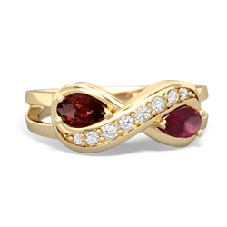 Garnet Diamond Infinity 14K Yellow Gold ring R5390