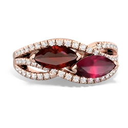 Garnet Diamond Rivers 14K Rose Gold ring R3070