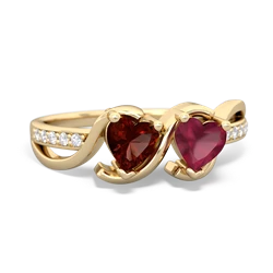 Garnet Side By Side 14K Yellow Gold ring R3090