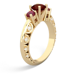 Garnet Art Deco Eternal Embrace Engagement 14K Yellow Gold ring C2003