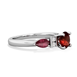 Garnet 6Mm Round Eternal Embrace Engagement 14K White Gold ring R2005