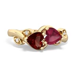 Garnet Floral Elegance 14K Yellow Gold ring R5790