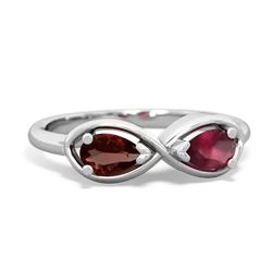 Garnet Infinity 14K White Gold ring R5050