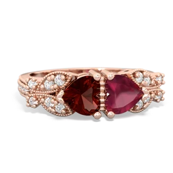 Garnet Diamond Butterflies 14K Rose Gold ring R5601