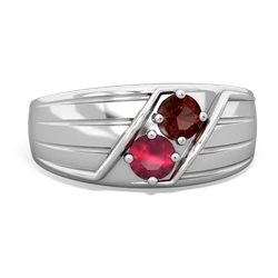 Garnet Men's Streamline 14K White Gold ring R0460