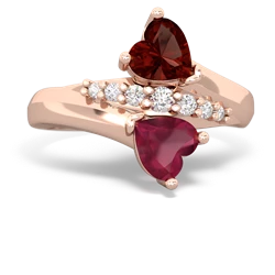 Garnet Heart To Heart 14K Rose Gold ring R2064