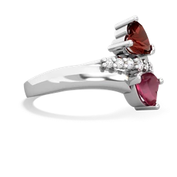 Garnet Heart To Heart 14K White Gold ring R2064