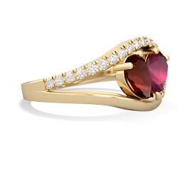 Garnet Nestled Heart Keepsake 14K Yellow Gold ring R5650