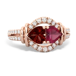 Garnet Art-Deco Keepsake 14K Rose Gold ring R5630