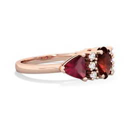 Garnet Antique Style Three Stone 14K Rose Gold ring R2186