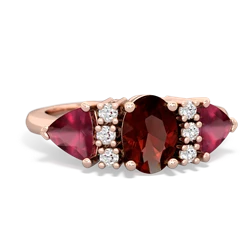 Garnet Antique Style Three Stone 14K Rose Gold ring R2186