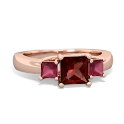 Garnet Three Stone Trellis 14K Rose Gold ring R4015