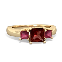 Garnet Three Stone Trellis 14K Yellow Gold ring R4015