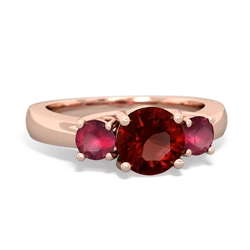 Garnet Three Stone Round Trellis 14K Rose Gold ring R4018