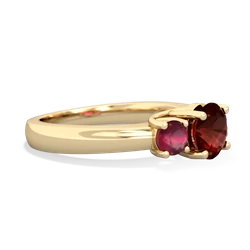 Garnet Three Stone Round Trellis 14K Yellow Gold ring R4018