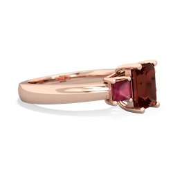 Garnet Three Stone Emerald-Cut Trellis 14K Rose Gold ring R4021